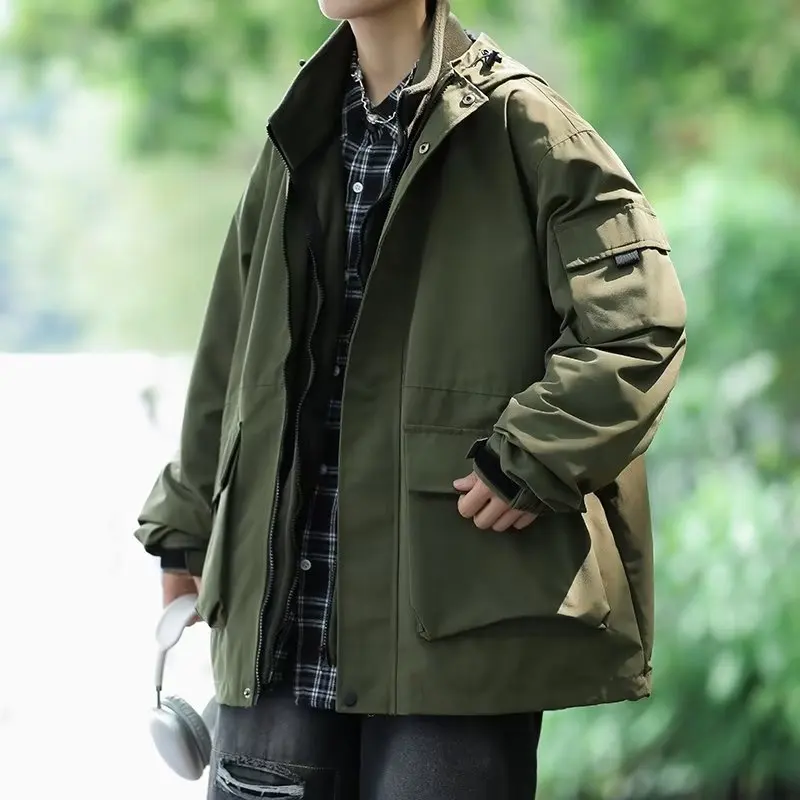 

Мужская рабочая куртка свободного кроя в американском стиле для активного отдыха, ветрозащитная, повседневная, свободного кроя, для больших размеров (до 250 фунтов)