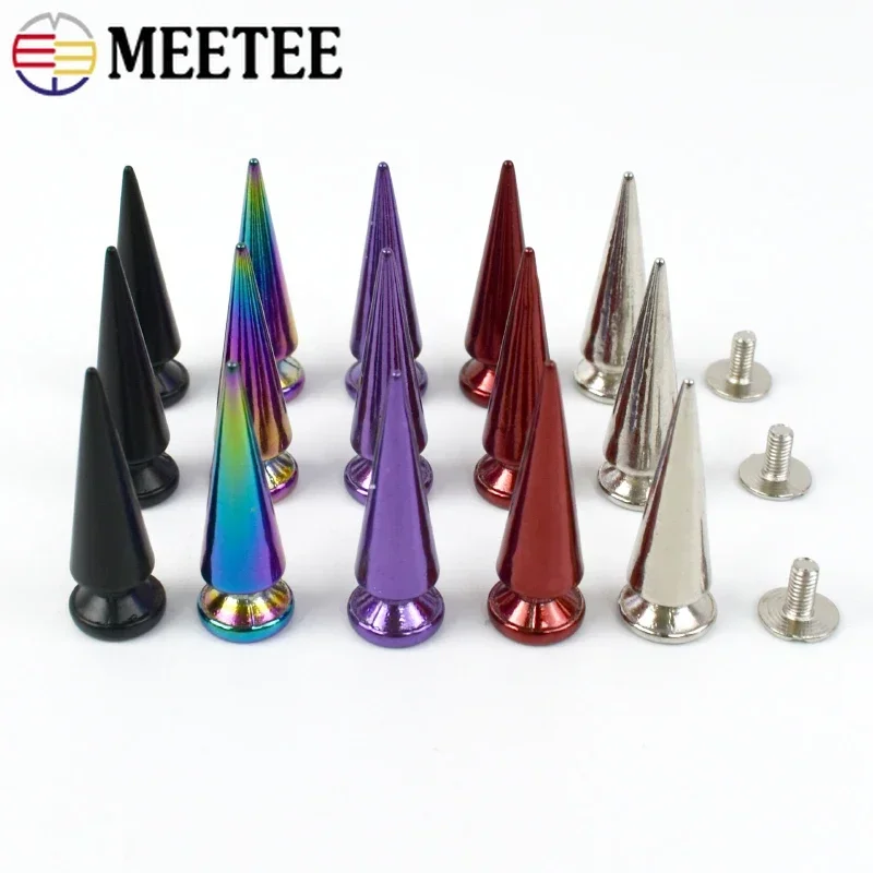 5/10/20Pcs Meetee Metal Punk Rivets Bag Leather Screwback Garment Cone Studs Spikes Nails Buckle Bottom Nail Decor Accessories