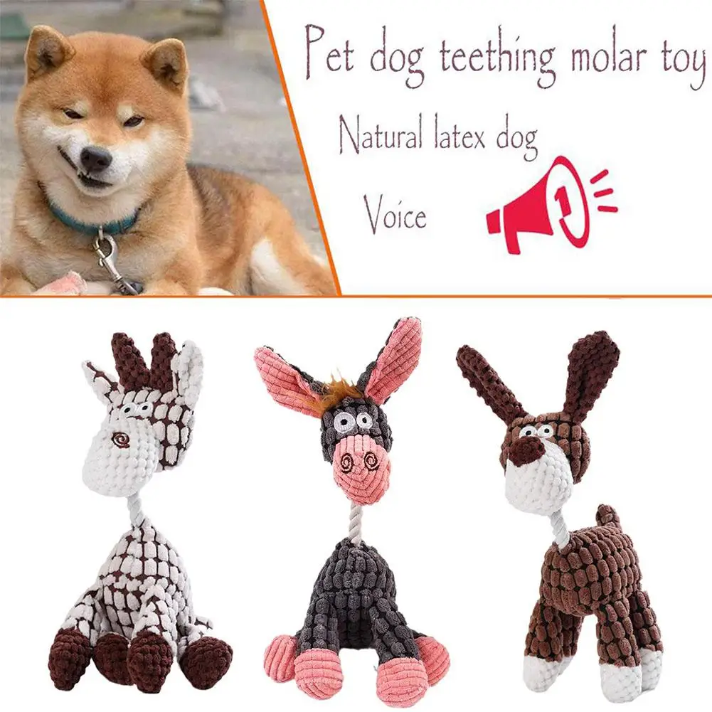 Dog Interactive Toy Animal Donkey Shape Increases Pet Play Fun Suitable For Teething Pets Corduroy Material Dog Squeak Toy A3M2