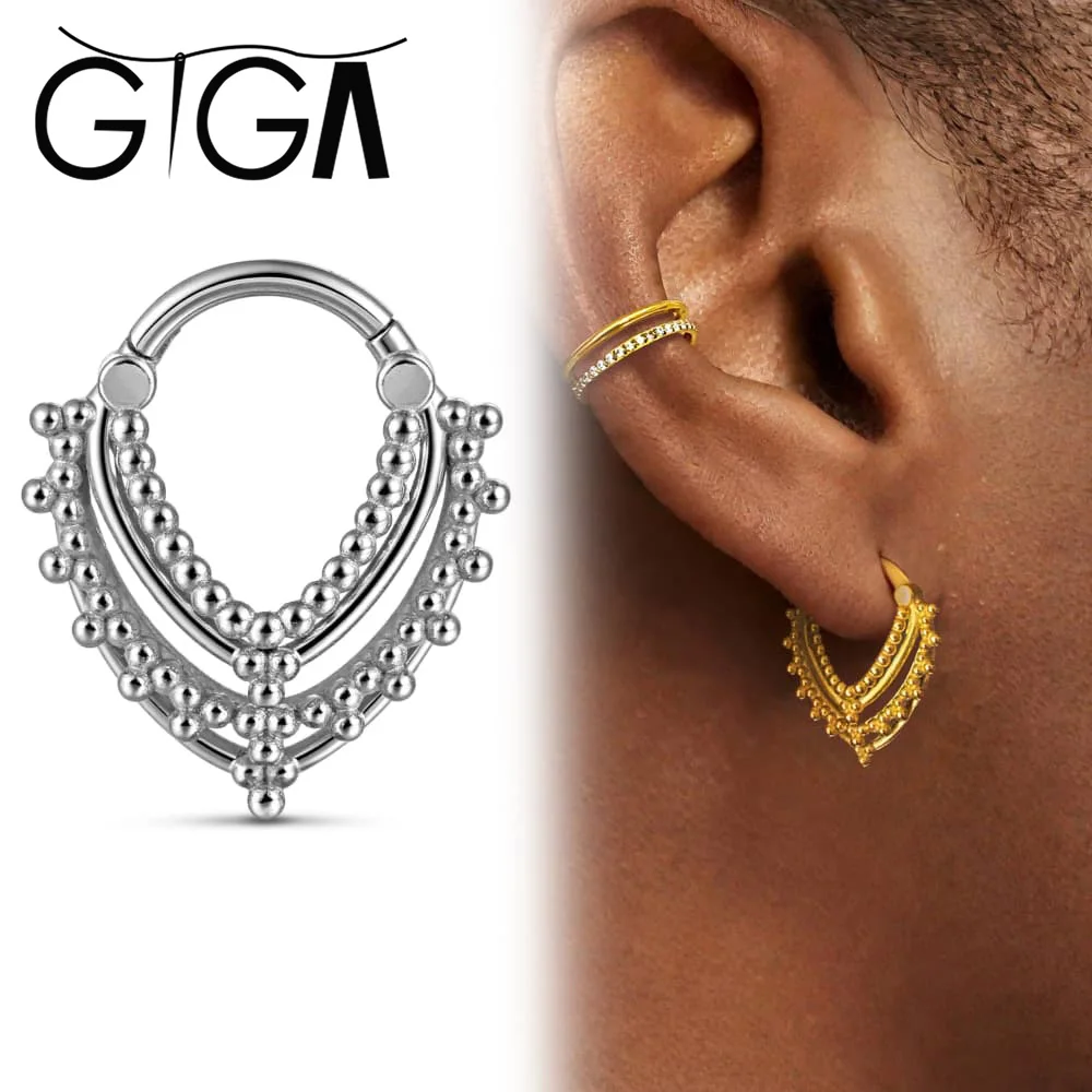 

Giga Elegant Hinged Septum Earrings 1PCS 316 Stainless Steel Nose Ring for Women Cartilage Tragus Helix Piercing Jewelry
