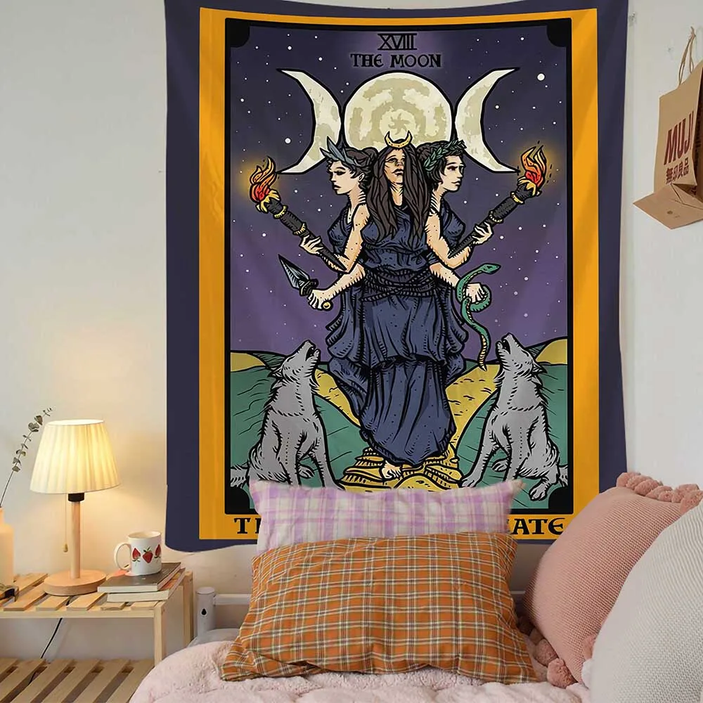 

Wall Hanging Boho Decor Witchcraft Tapestry Girl Moon Home