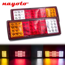 2pcs 48 LED 24V Car Trailer Truck Tail Light Stop Rear Brake Turn Signal Indicator Lamp Lorry Caravans Bus Van RV Camper