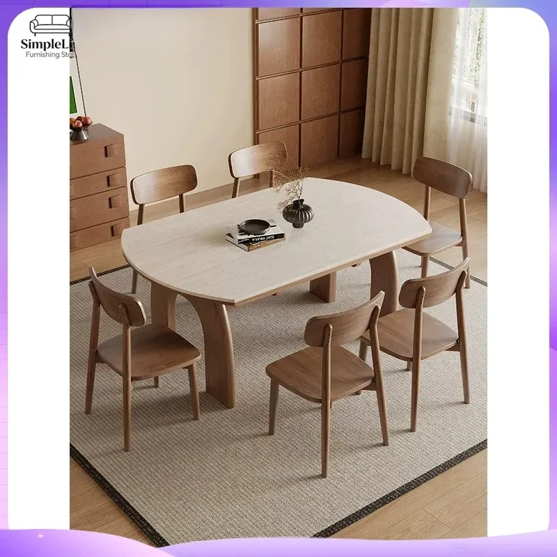 Travertine Dining Table Retractable Folding Round Extendable Kitchen Island Modern Small Apartment Space Saving Furniture