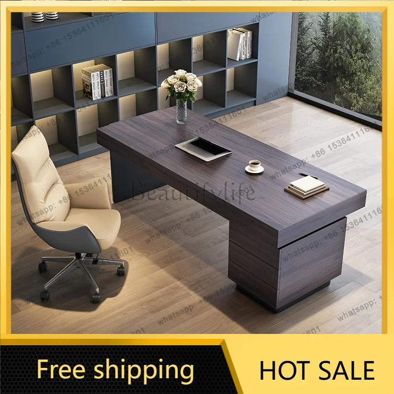FG Solid Wooden Luxury Office Desk Modern Living Room Computer Office Desk Home Furniture Designer Italian Minimalist Bureau XYO