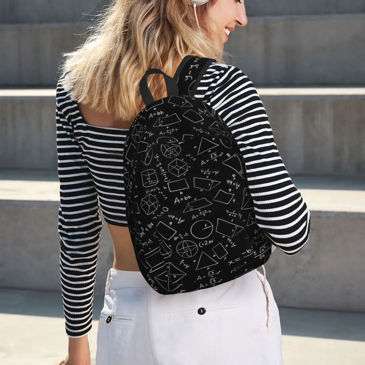 Math Themed Black And White Equation Design Backpack Hot Sale Daypack Children BookBag School Bag Shoulder Bags for Men Women