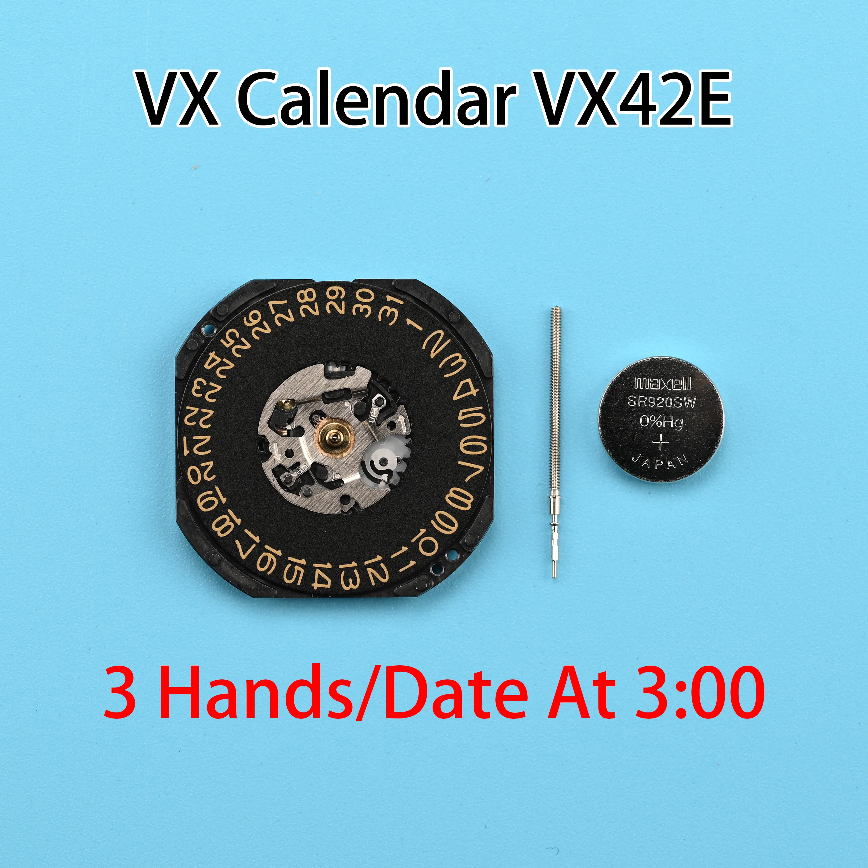 

VX42 Movement VX42E Movement Japan Genuine VX Calendar Series Size:11 1/2''' 3 Hands/Date display at 3:00