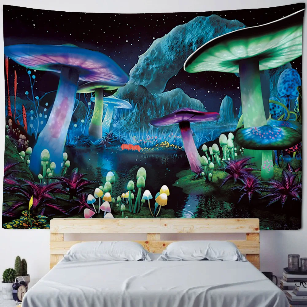 Fairy Tale Fantasy Mushroom Tapestry Fantasy Bohemian Home Art Decoration Blanket Kawaii Hippie Children's Room Wall Decoration