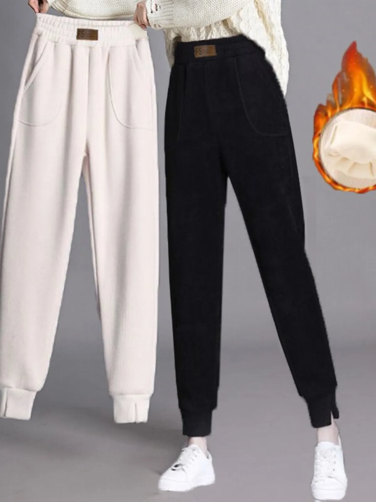 

Осень-зима вельветовые женские повседневные брюки с высокой талией Slim Fit Harlan Sle Fce на подкладке Universal Faion ket Detail