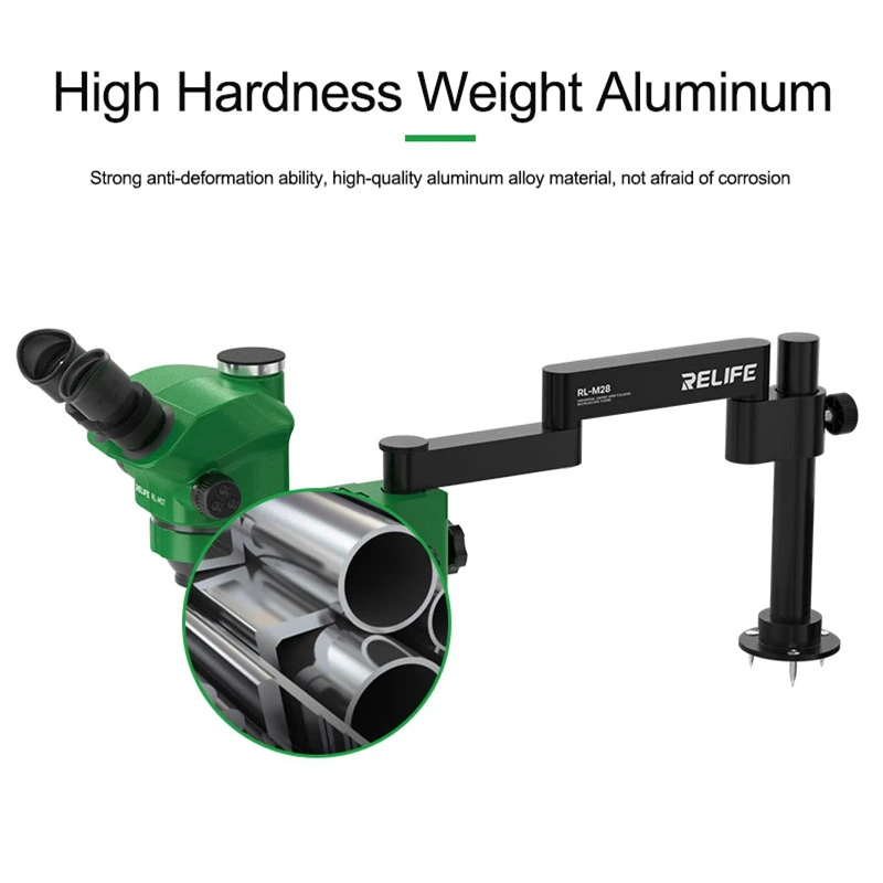 Imagem -05 - Relife-microscópio Universal Swing Arm Bracket Rl-m28 Dobrável Telescópico 360 ° Suporte de Ajuste de Altura