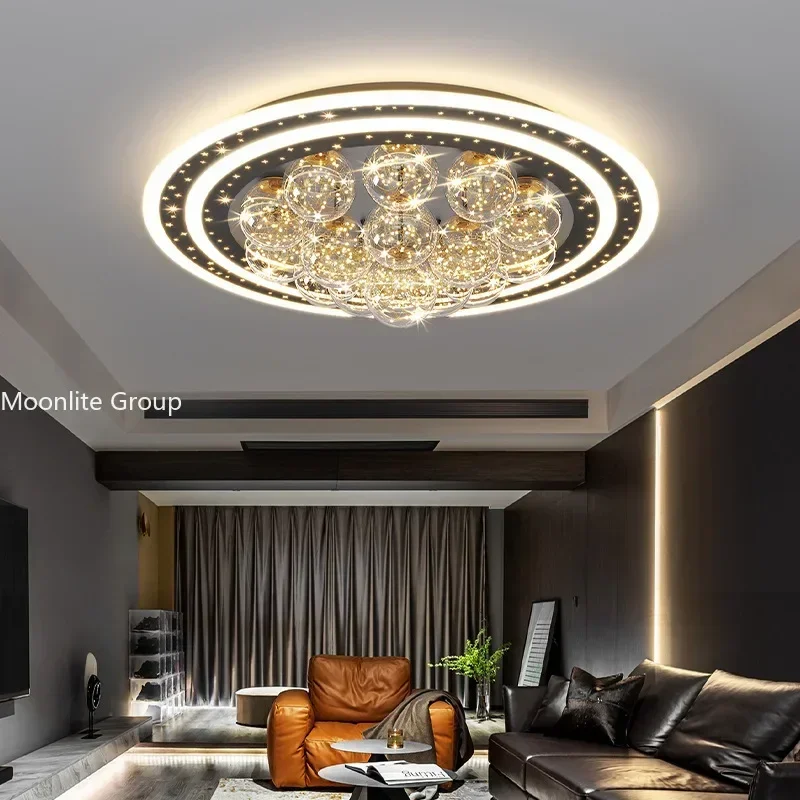 Creative Nordic Crystal Ceiling Lamp Luxury Living Room Light Golden Glass Ball Bedroom Lamp Modern