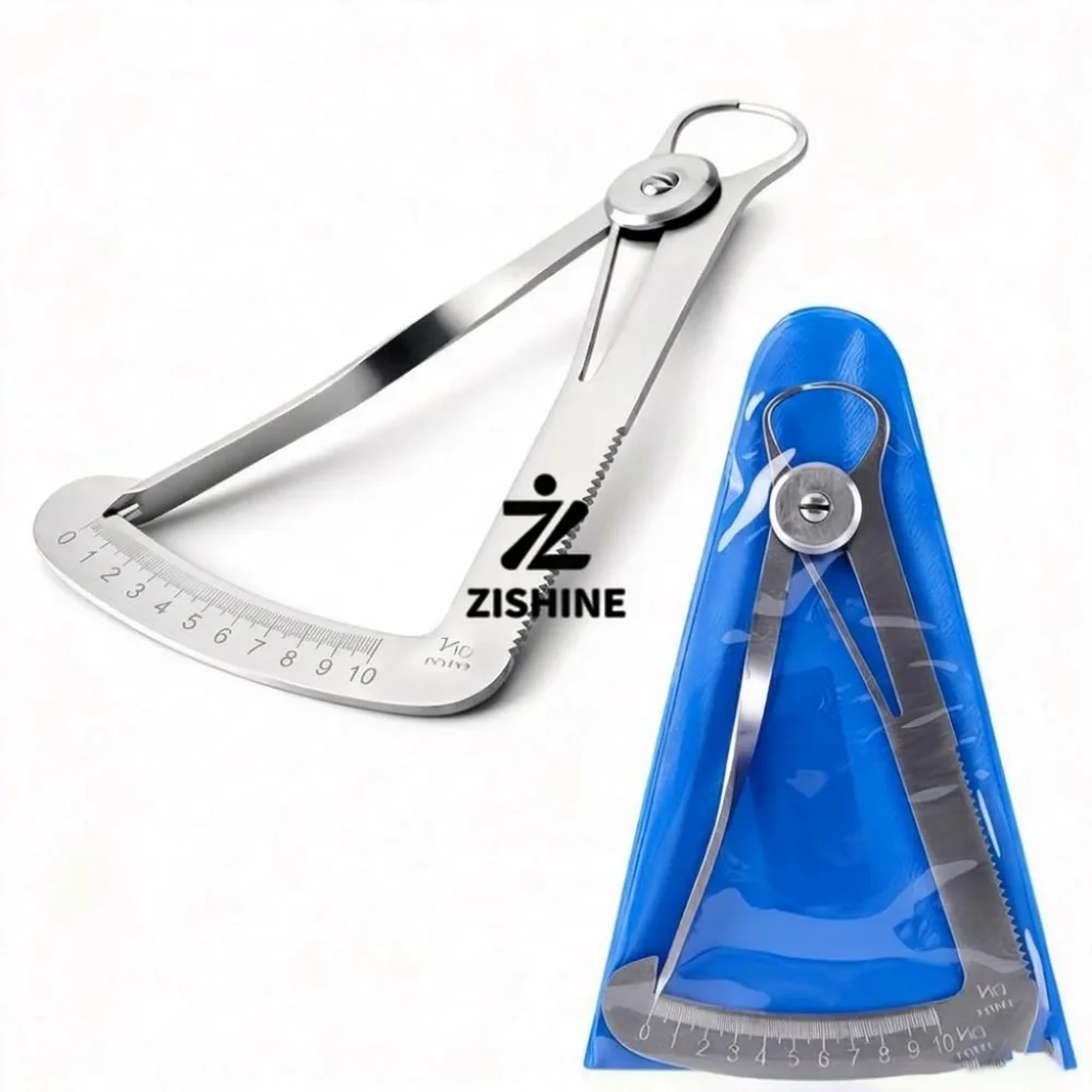 Dental Caliper Iwanson Gauge Stainless Steel Wax Metal Thickness Measuring Ruler Precision Lab Implant Instrument 0-10mm Tool