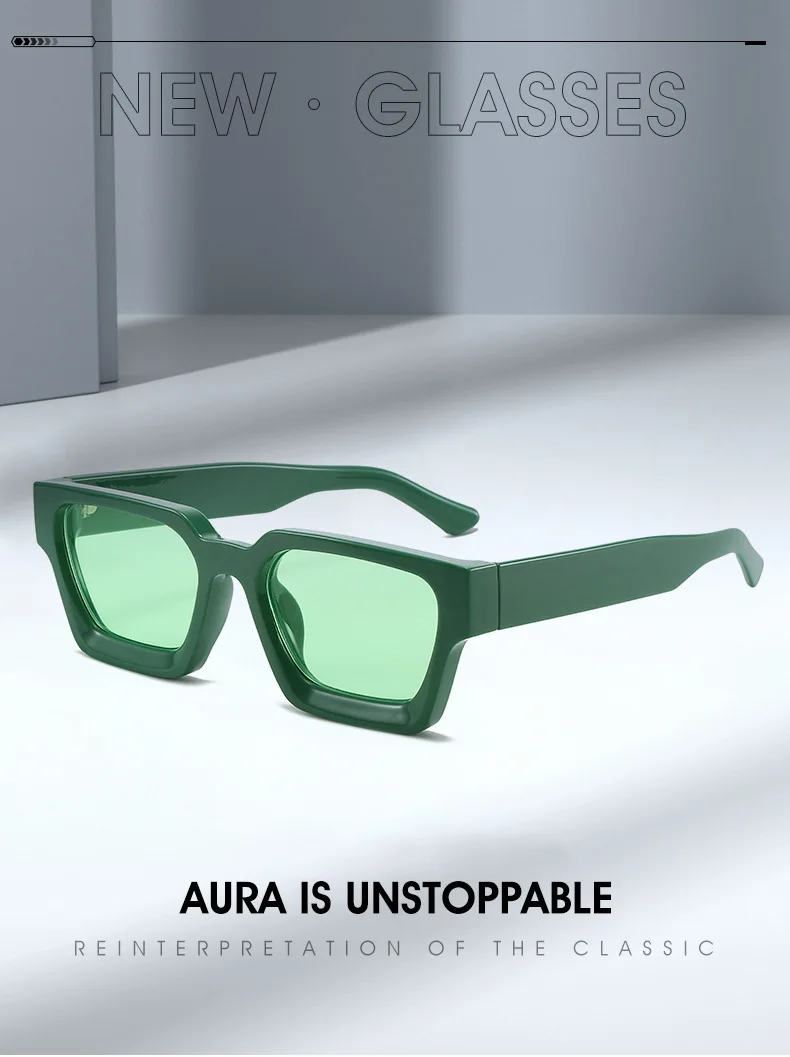 SHAUNA Ins Beliebte Damen Quadratische Sonnenbrille Retro Herren Getönte Farbtöne UV400 – Detail 2