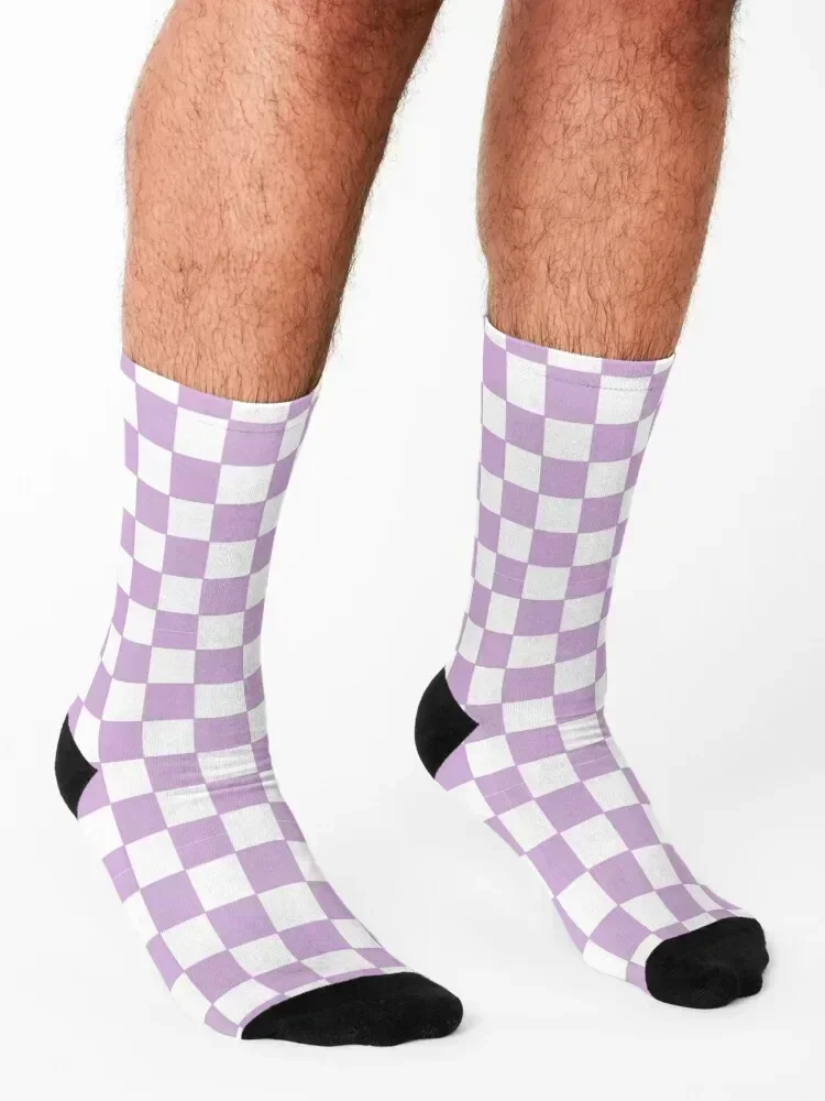 Purple Checkered Pattern Socks halloween Stockings man Climbing Lots Man Socks Women's