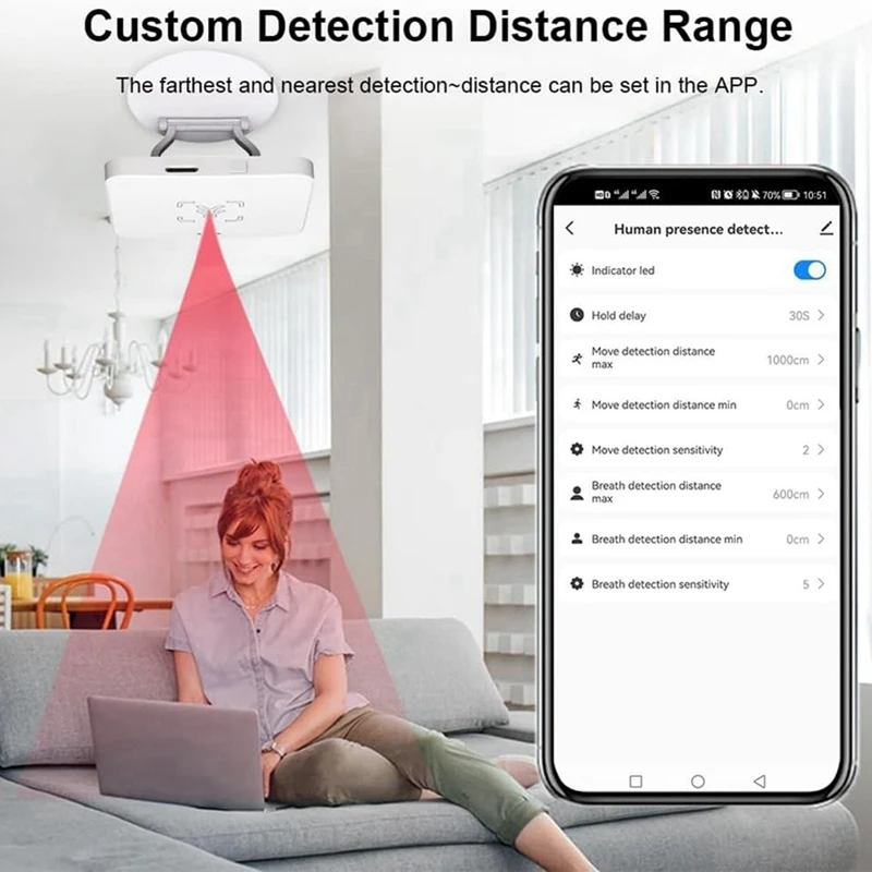 Rilevatore di presenza umana Tuya Wifi con supporto Sensore PIR intelligente per il corpo umano Radar Sensore di movimento a microonde Rileva 5,8 Ghz