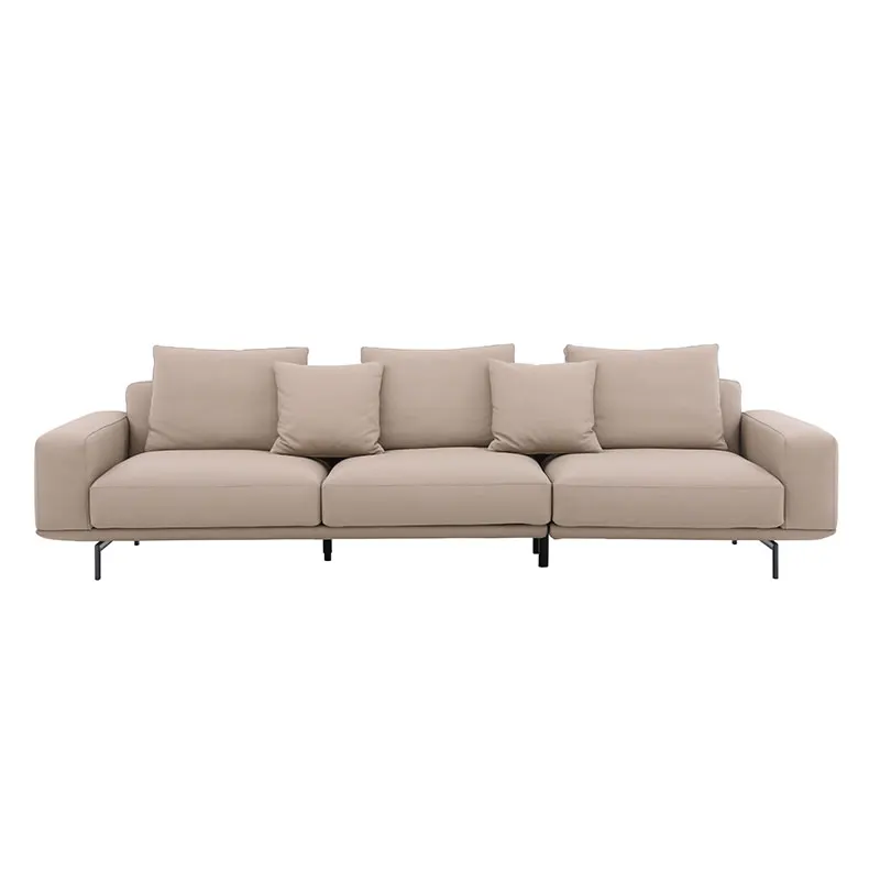 #Italian Minimalist Leather Sofa Head Layer Cowhide Nordic Modern Living Room Direct Sofa