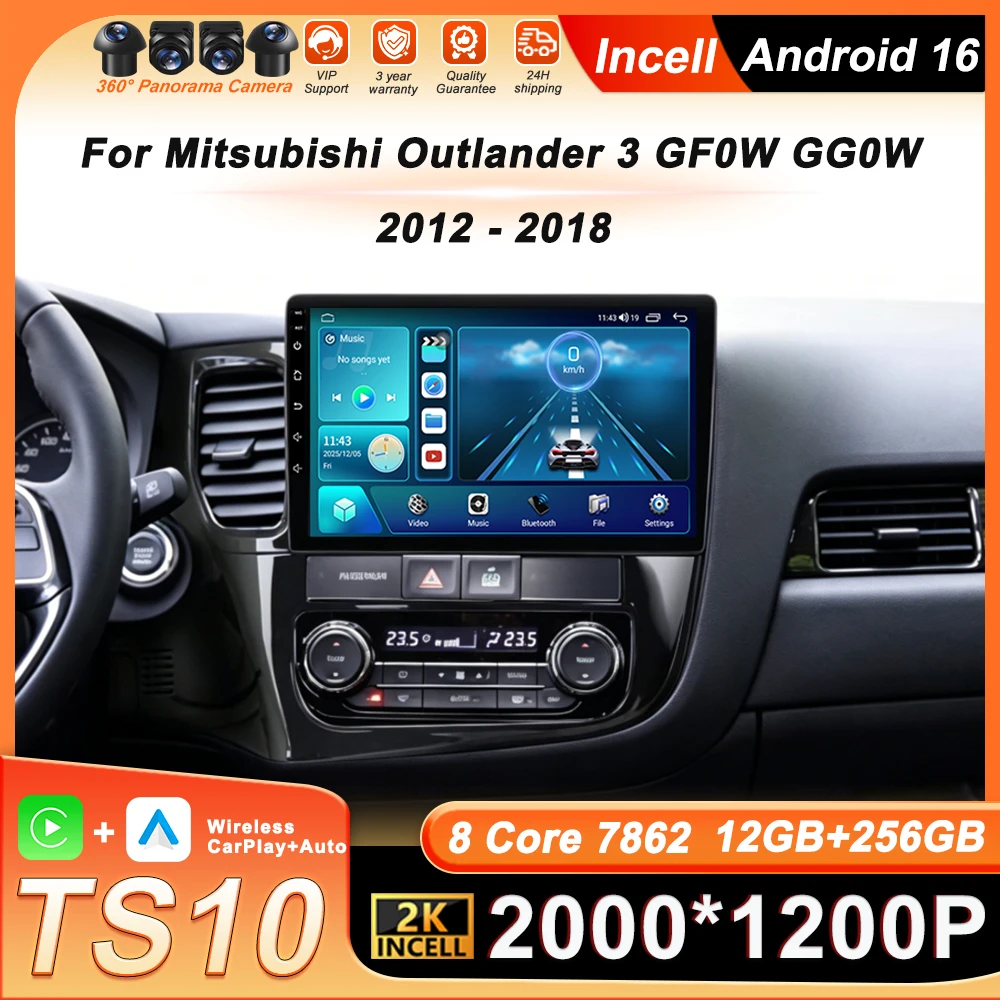 

Автомагнитола Android 16 для Mitsubishi Outlander 3 GF0W GG0W 2012-2018 с GPS-навигацией, 4G, Wi-Fi, Bluetooth и сенсорным экраном