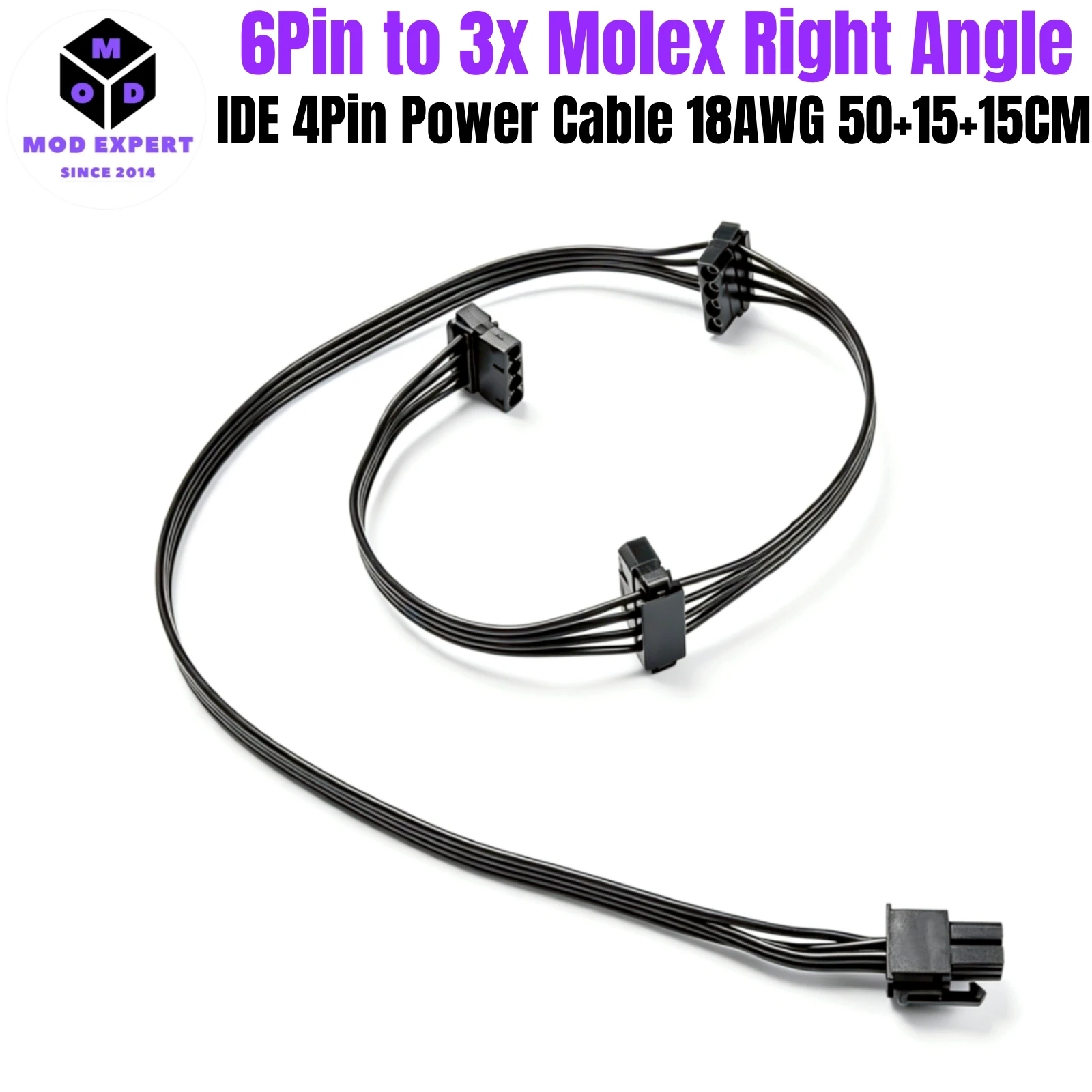 

6Pin to 3 Molex 4Pin Angled, PERIF PATA IDE Power Cable for Corsair RM850, RM750, RM650, RM550, RM450 GOLD (2021) Modular Powers