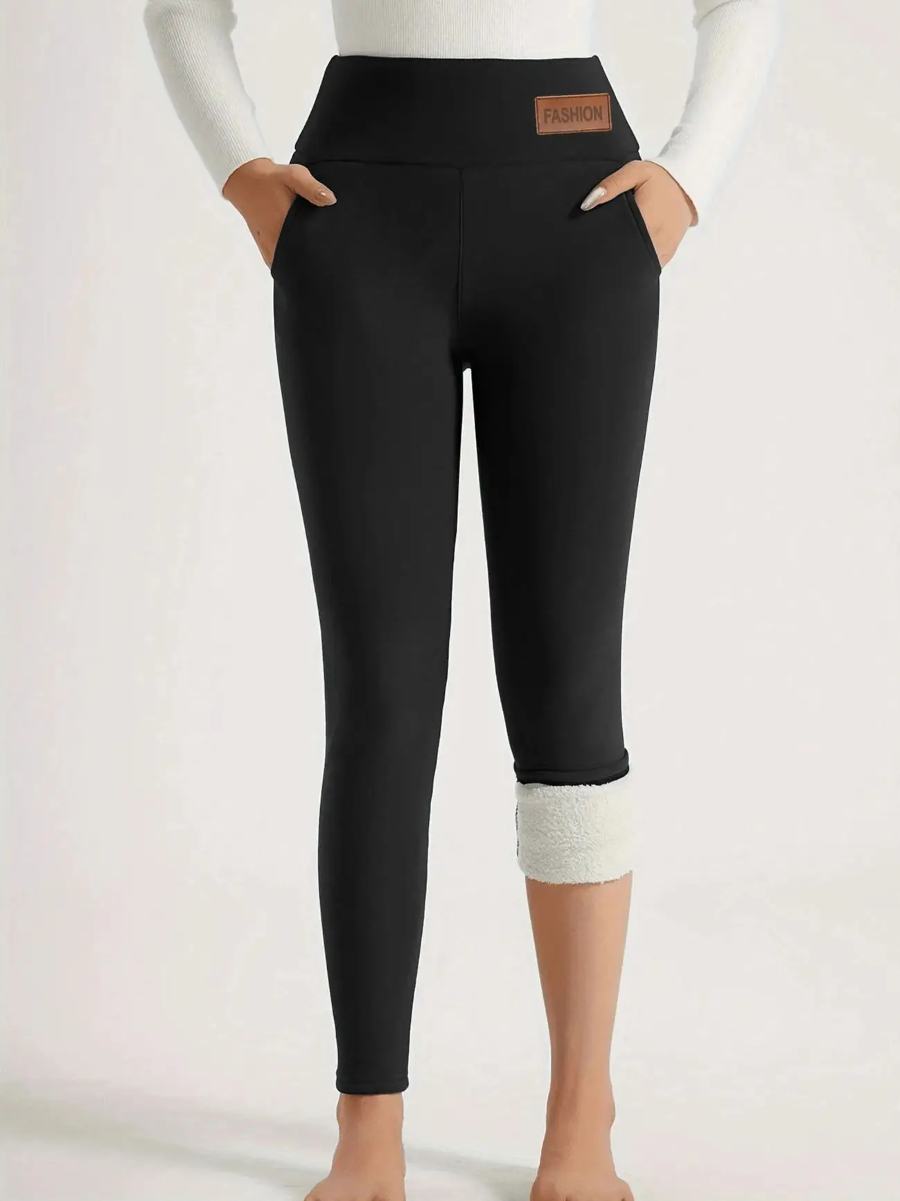 【3 Pack Winter Warm Pants】Fleece Lined High Waist Leggings for Women, Black+Navy+Wine Red Thickened Thermal Trousers, Windproof