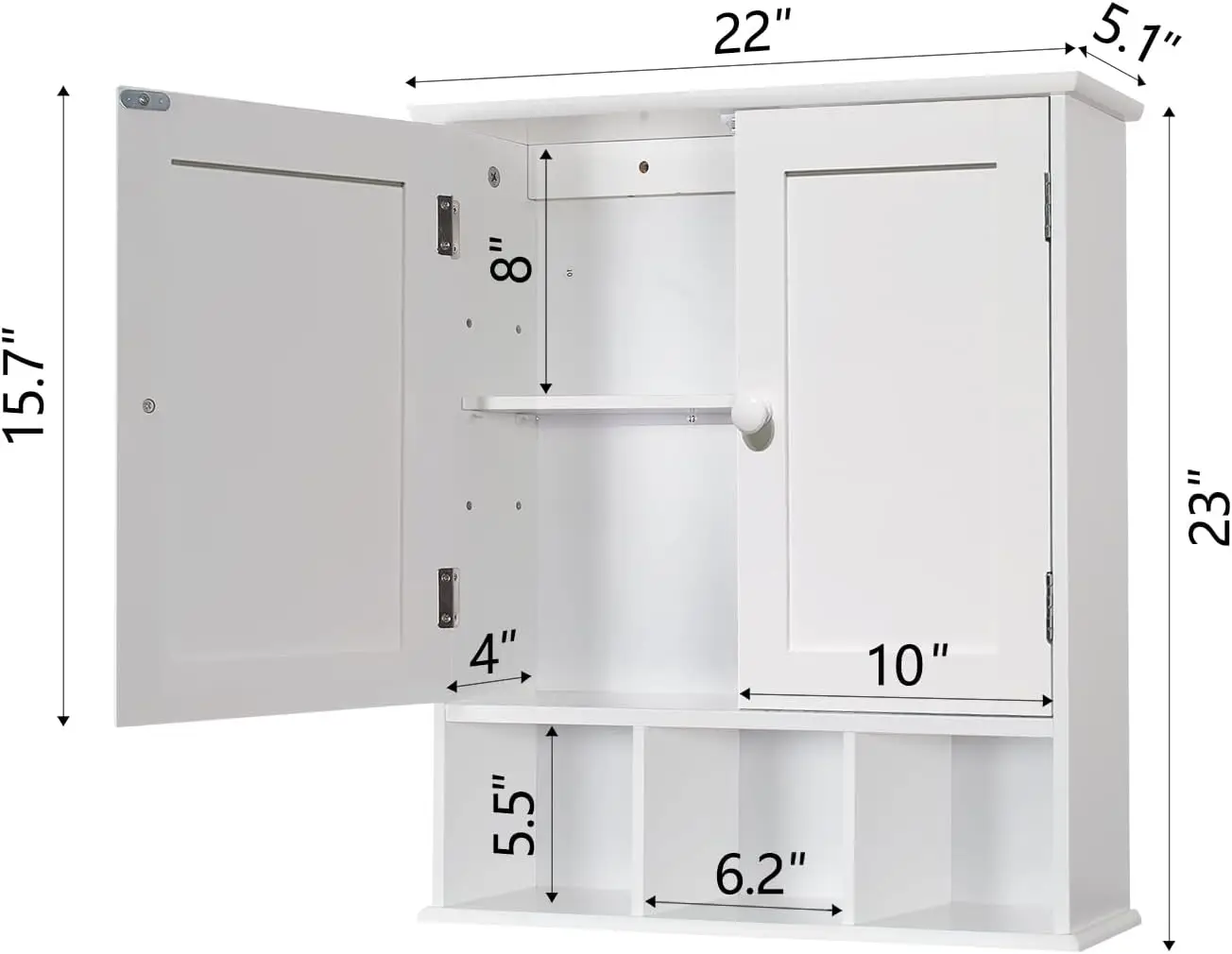

Taohfe Bathroom Wall Cabinet With 2 Door Adjustable Shelves,Over The Toilet Storage White Wall Mounted Medicine Cabinets For