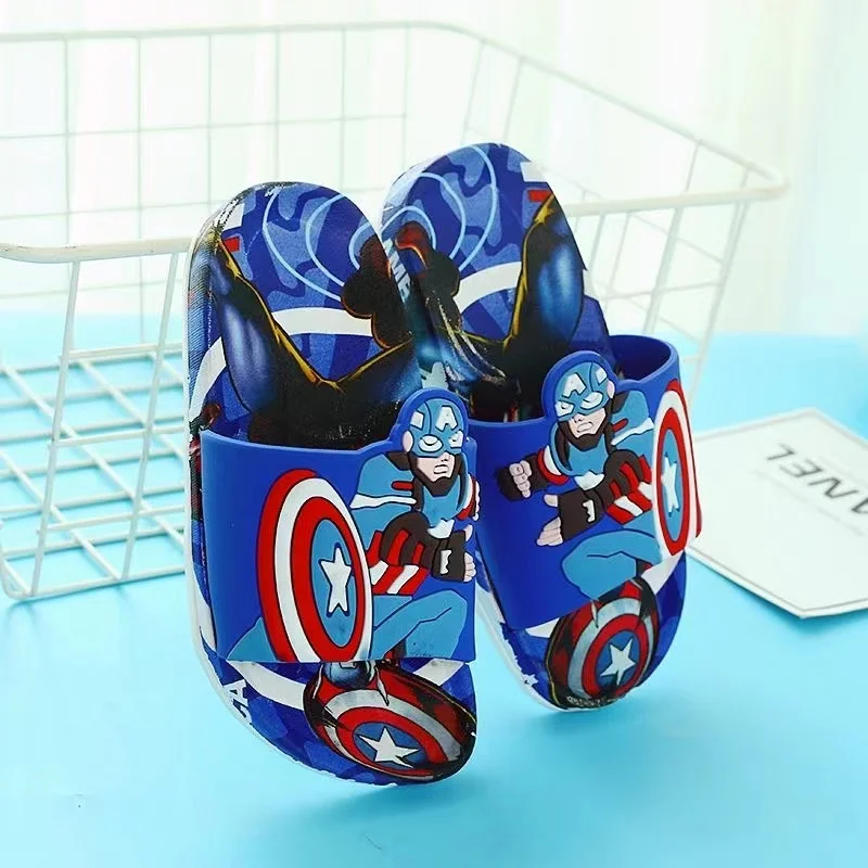 Summer Baby Boys Slippers Kids Girls Beach Shoes Children Flip Flop Cartoon Iron Man Captain America Elsa Indoor Home Sandals