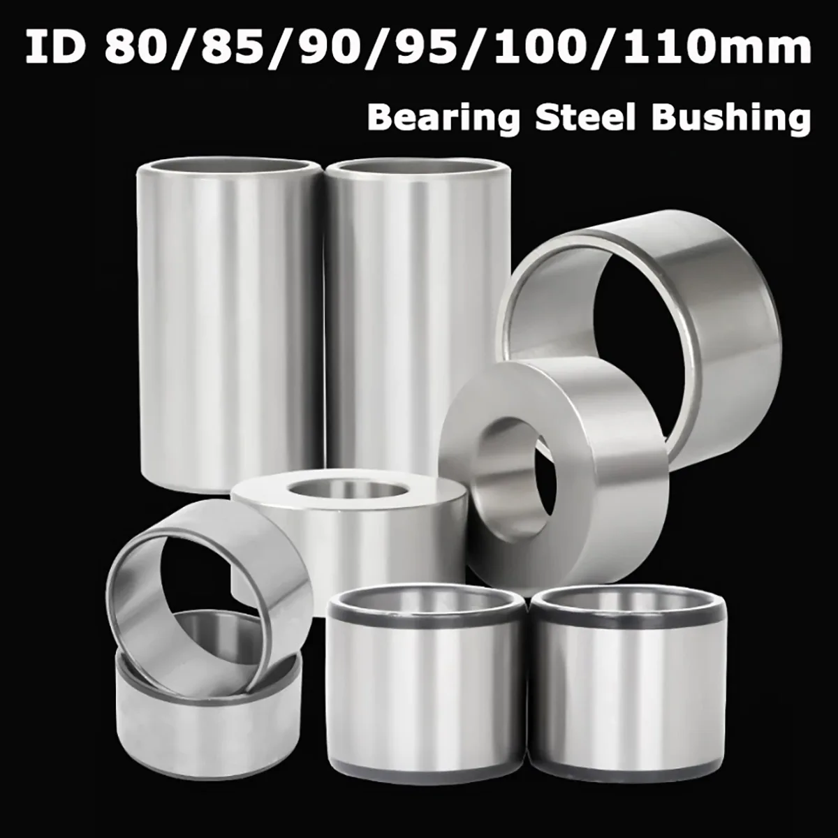 1pcs ID 80/85/90/95/100/110mm GCR15 Bearing Steel Bushing Round Hollow Unthreaded Stand-off Spacers Wear Resistant Guide Sleeve