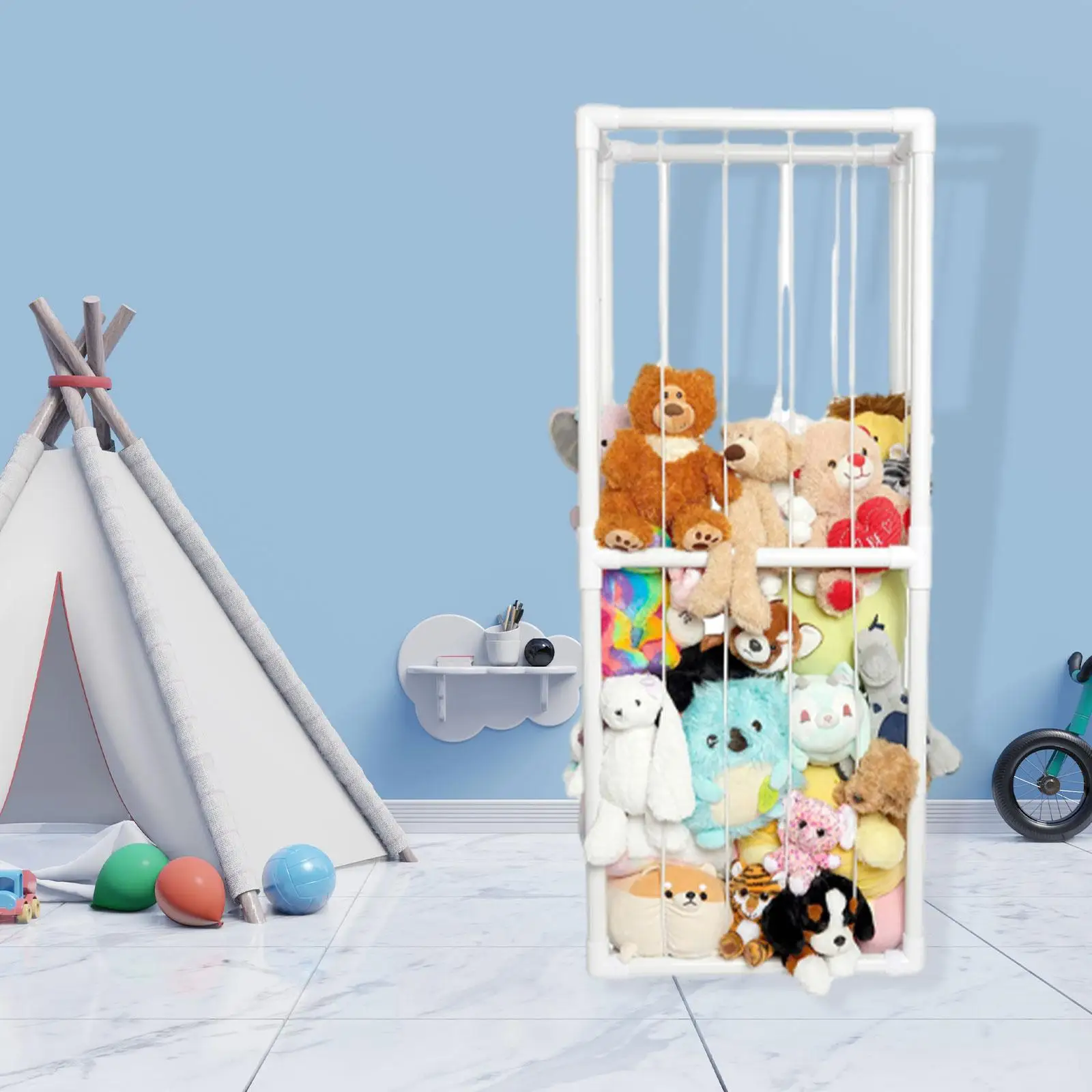 Stuffed Animal Toy Organizer Extra Large Capacity 62.99inchx23.62inchx13.78inch Plush Doll Storage Rack for Nursery Kids Room