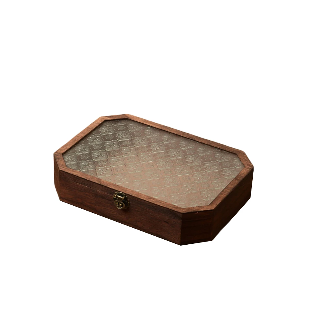 Handmade Storage Container Begonia Flower Decorative Box Home Decor Functional Decorative Item Nostalgic Wooden Accent
