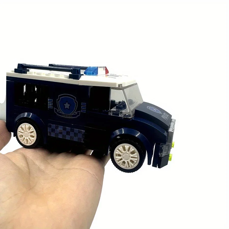 99 pièces ville Police voiture jouets blocs de construction Kit Puzzle jouets bleu cadeau Police série voiture enfants briques joyeux cadeau