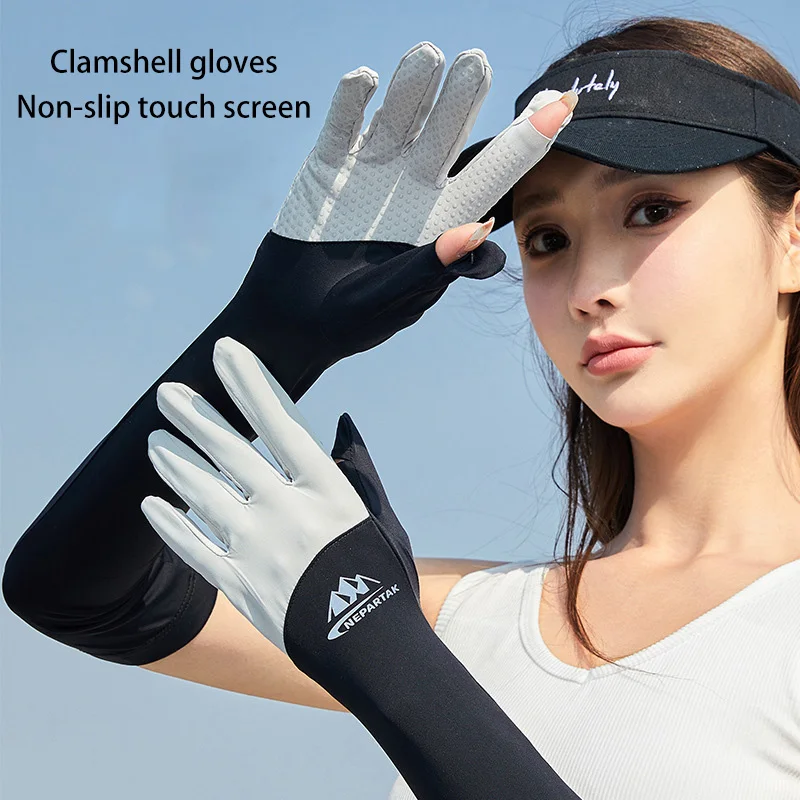 Sommer Hand Ärmel Manschette Frauen fahren UV-Schutz Männer Clam shell Touchscreen Handschuhe Fahrrad Ärmel Nylon Eis Seide Arm wärmer