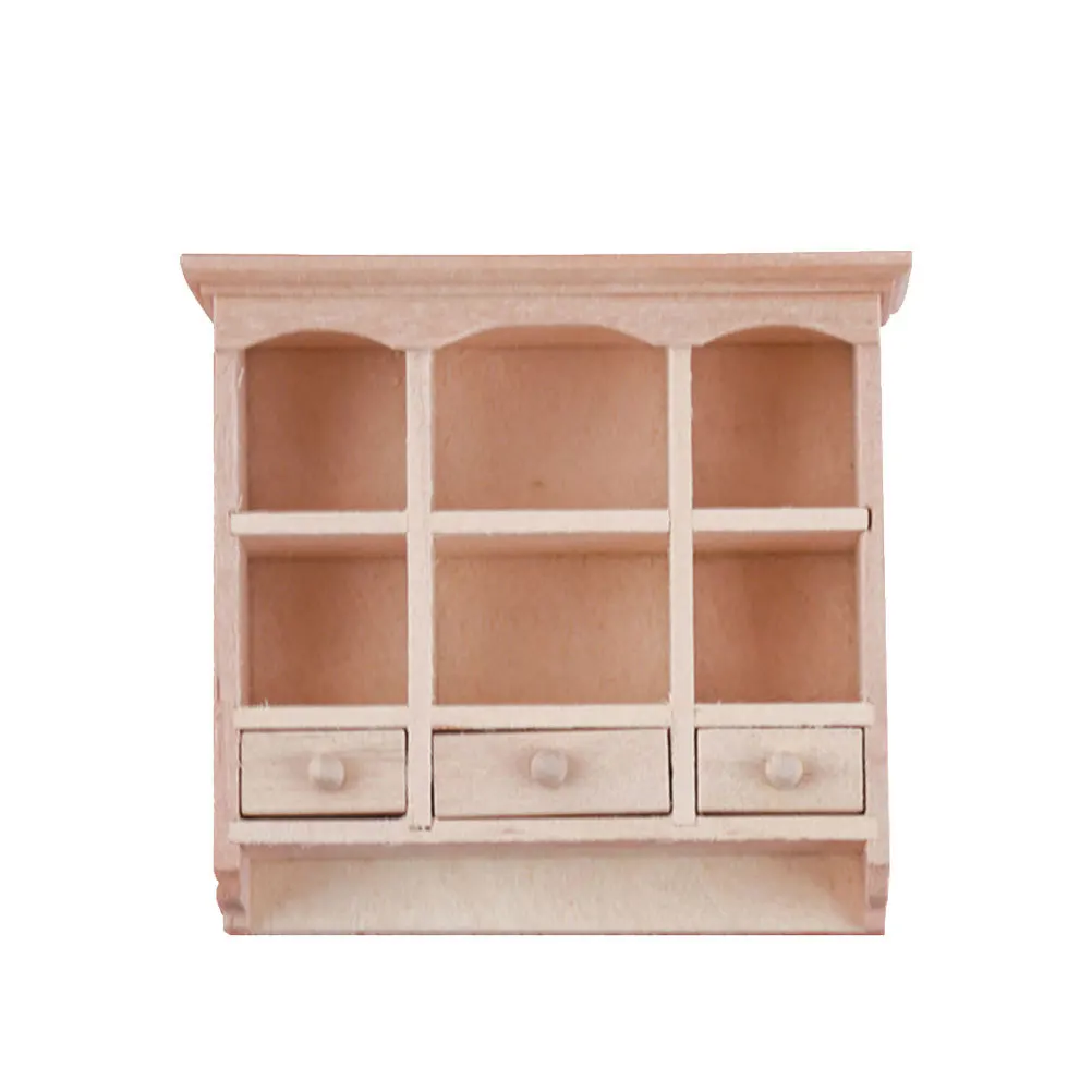 1 12 خزانة خشبية مصغرة مثبتة على الحائط بلون متين لبيت الدمى ديكور غرفة المعيشة ملحقات اللوحة الصغيرة العالمية