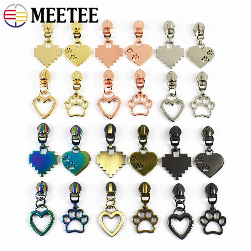 

5-20Pcs 5# Zipper Sliders for Nylon Zippers Jacket Bags Replacement Zip Pull Head Garment Decor Heart Shape Zips DIY Accessories