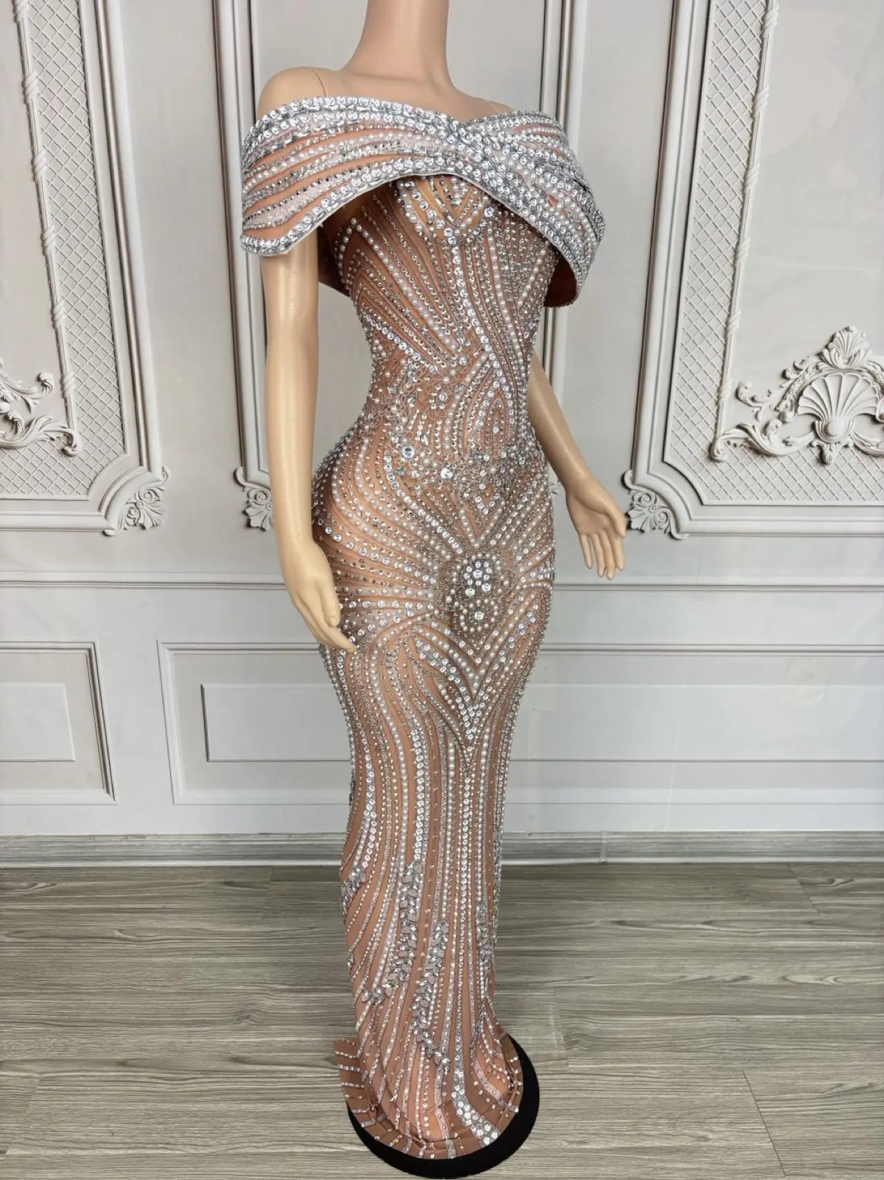 Sparkly คริสตัลหรูหราชุดราตรีเซ็กซี่ผู้หญิงวันเกิดฉลองชุดปาร์ตี้ High-end ชุดราตรีถ่ายภาพสวมใส่ Chidao