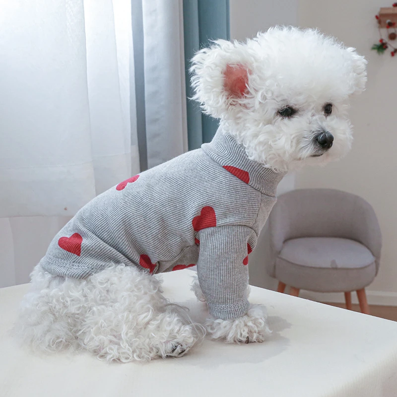 

Summer Heart Print Pet Clothing Leisure Fashion Home Cat Overalls Teddy Bear Bottom Shirt Breathable Spring York Dog Clothes