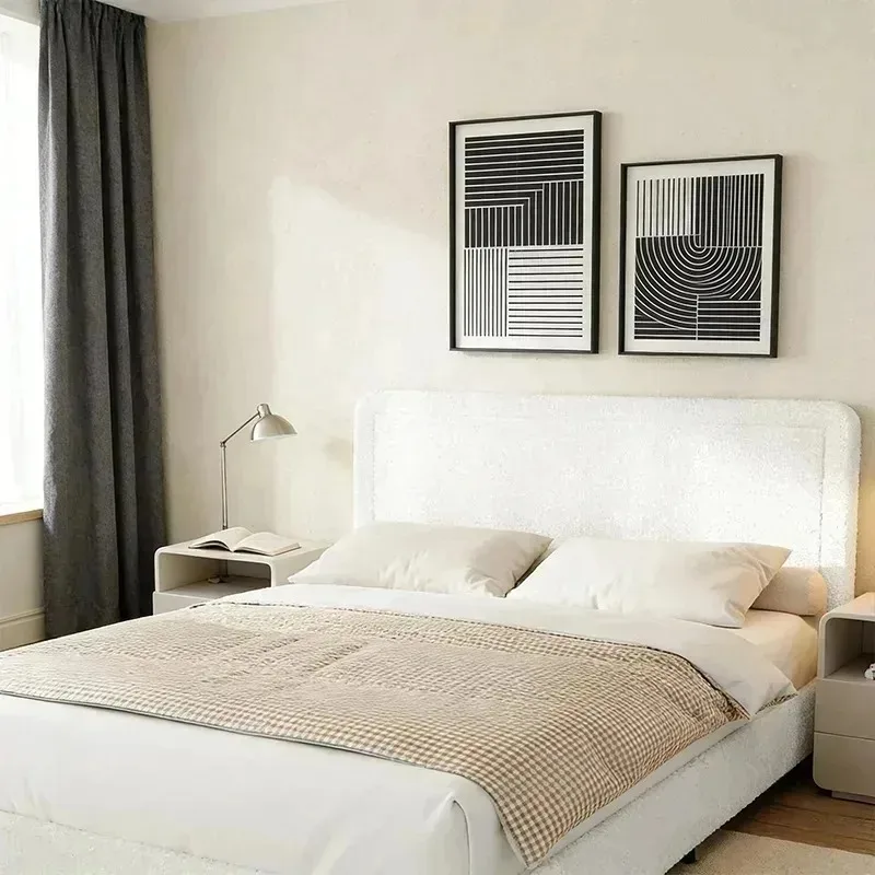 # Fleece Boucle Cozy Cream Style Bed Customized Furniture Stable Durable Eco-friendly