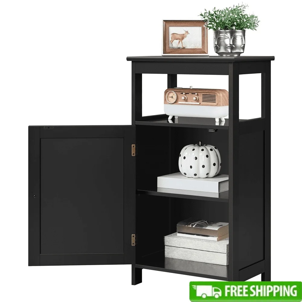 

4-Tier Bathroom Storage Cabinet MDF Adjustable Shelf Open Concealed Storage Modern Design Lightweight Durable Hardware