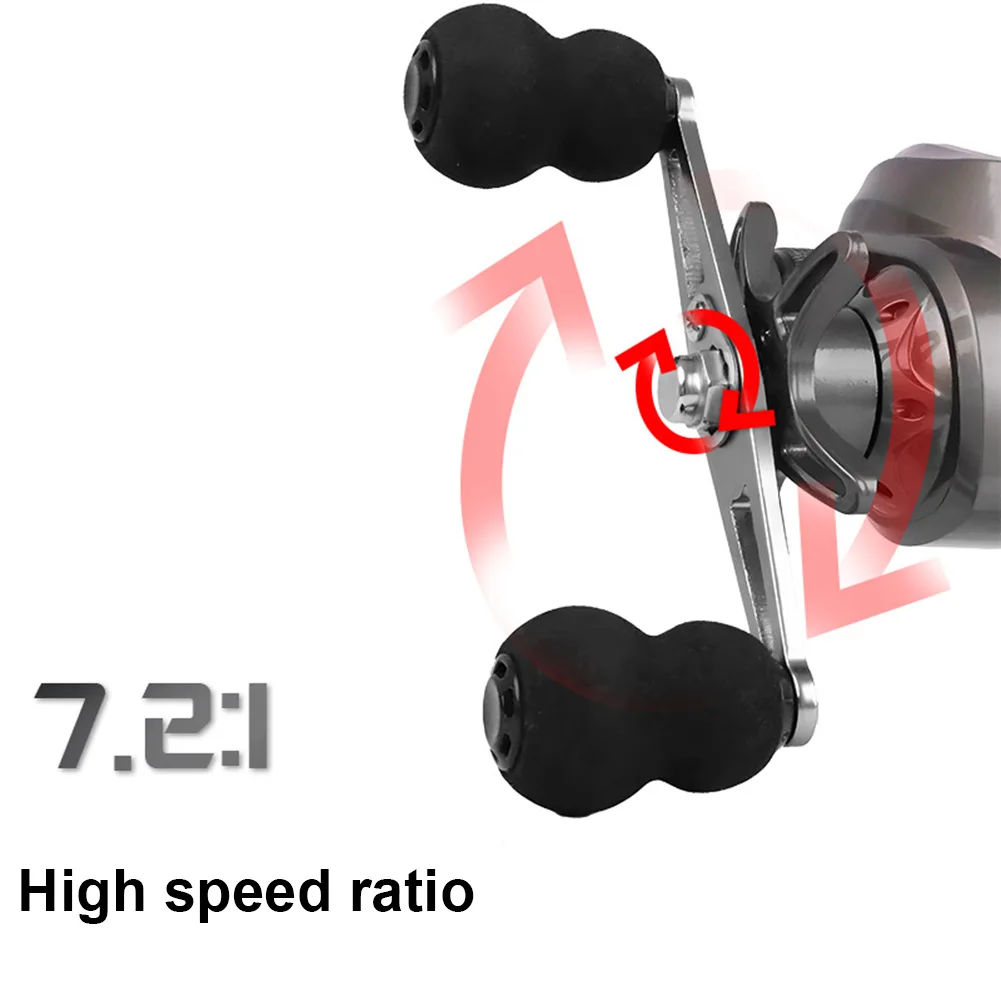 Carrete Baitcasting 7,2/1, relación de engranaje, carrete de pesca de alta velocidad, sistema de freno magnético, carrete de fundición para acceso de pesca en agua dulce y salada