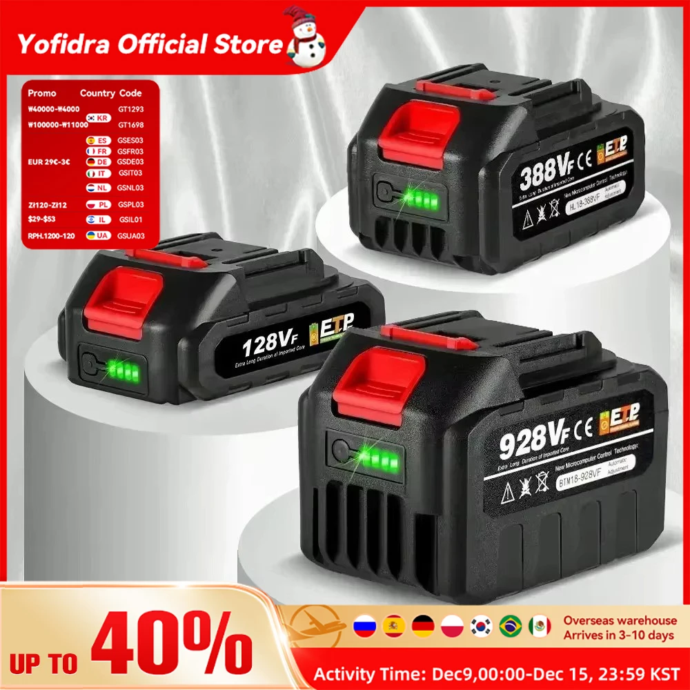 20V Rechargeable Lithium Battery EU Plug 15000mAh.928VF 22500mAh.Battery Capacity Indicator.for Chainsaw Electric Drill