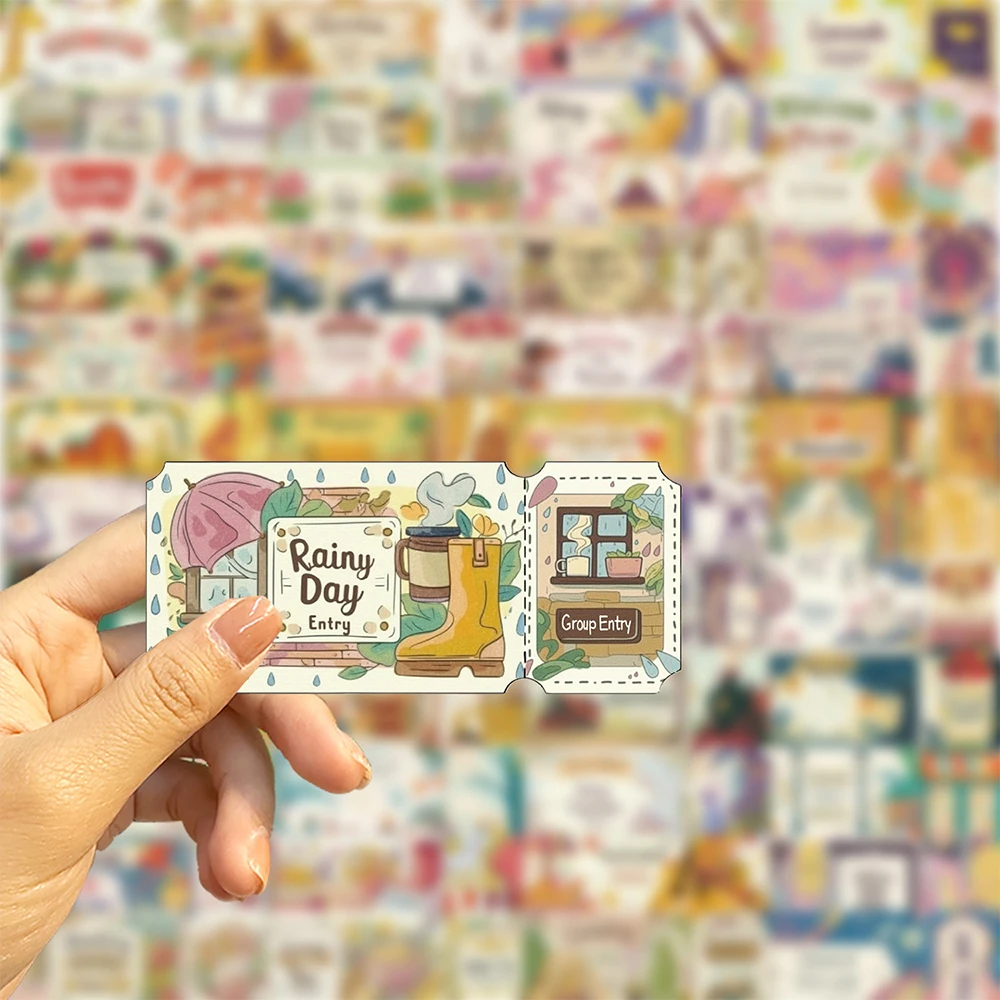 10/30/50pcs Cartoon Creative Dream Ticket Stickers Funny Graffiti Decals Suitcase Laptop Phone Waterproof Sticker Decoration Toy