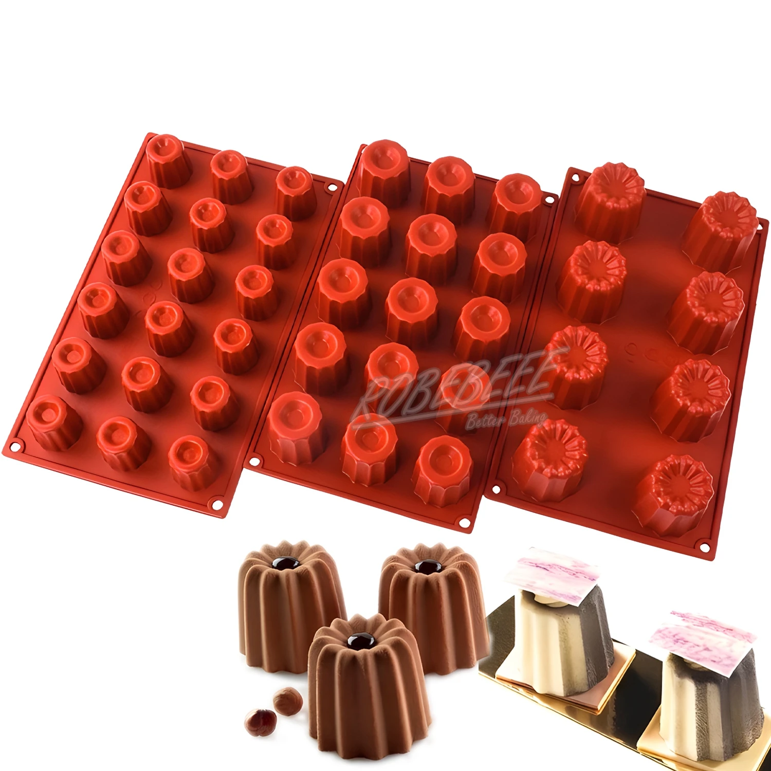 8 15 18 Cavities Premium Silicone Canele Mold Flower Cylinder Cake Mould Ice Cube Candy Making Tools DIY Baking Supplies