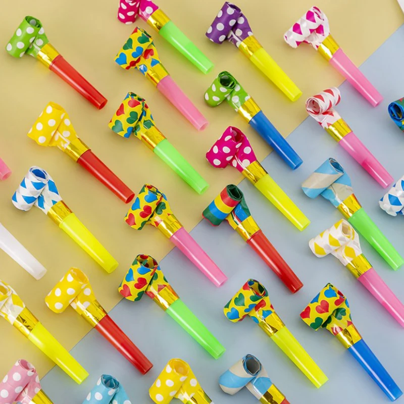 10Pcs Colorful Party Blowouts Whistles Noice Maker Toys For Kids Birthday Party Favors Baby Shower Treasure Boxs Pinata Filler