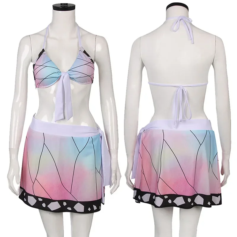Demon Slayer Anime Kimetsu No Yaiba Kamado Tanjirou Nezuko Agatsuma Zenitsu Cosplay Bathing Bikini Swimsuit Gift MN1
