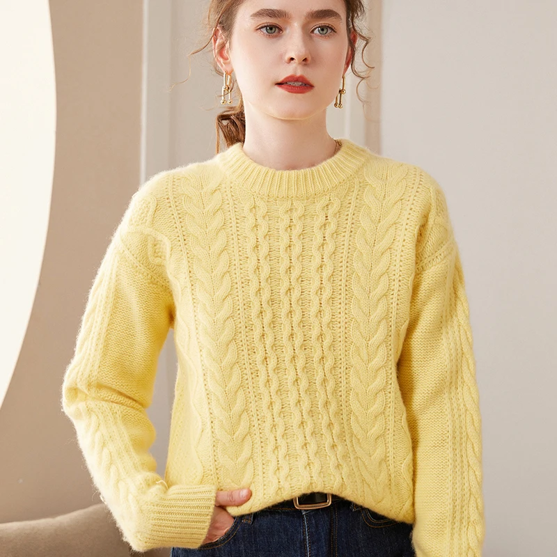 

2023 Autumn Winter Women's 100% Cashmere Sweater O-Neck High Quality Soft Warm Pullover Female Loose Large Size Knitted Jumper