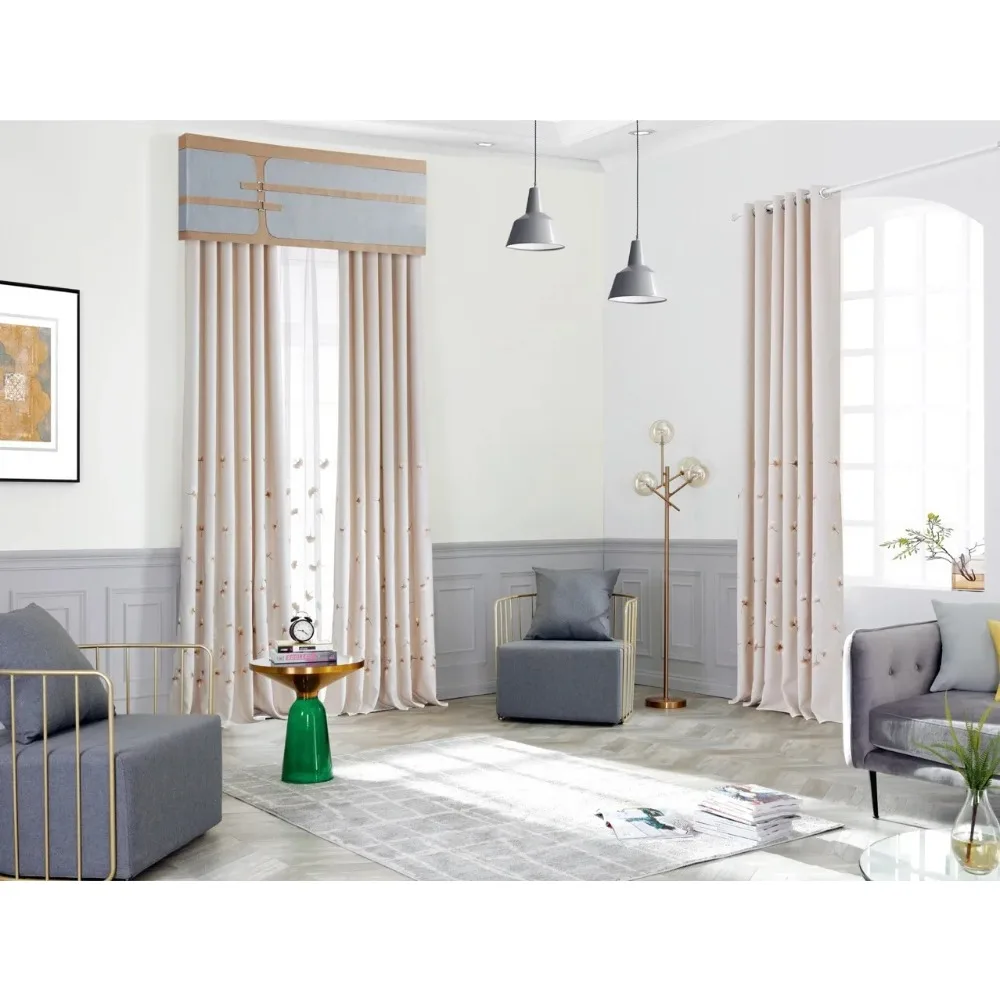 Curtains for Living Dining Room Bedroom Nordic Literary Style American Country Style Embroidered Blackout Sheer