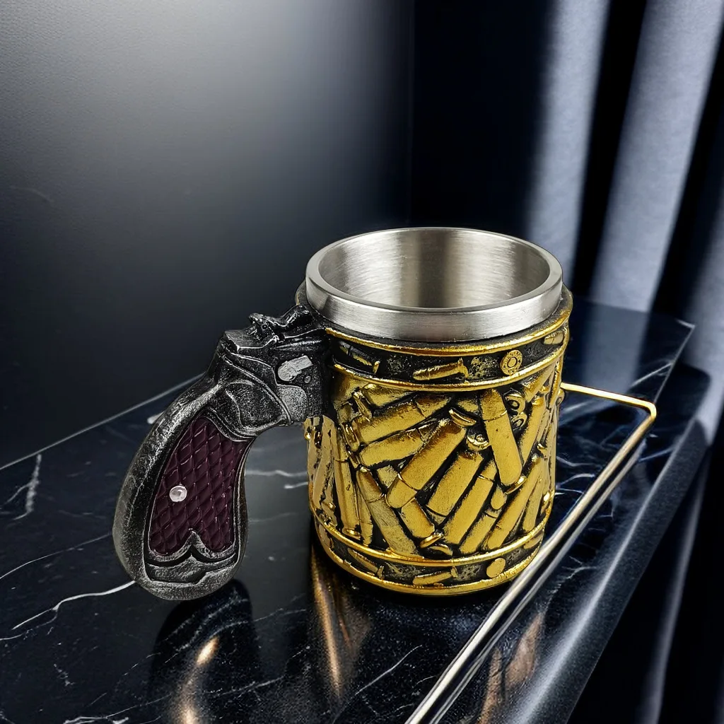 

Куля из нержавеющей стали, модель пистолета в форме пистолета, пивная кружка для бара, подходит для армейского ветеранского мемориального подарка, коллекция