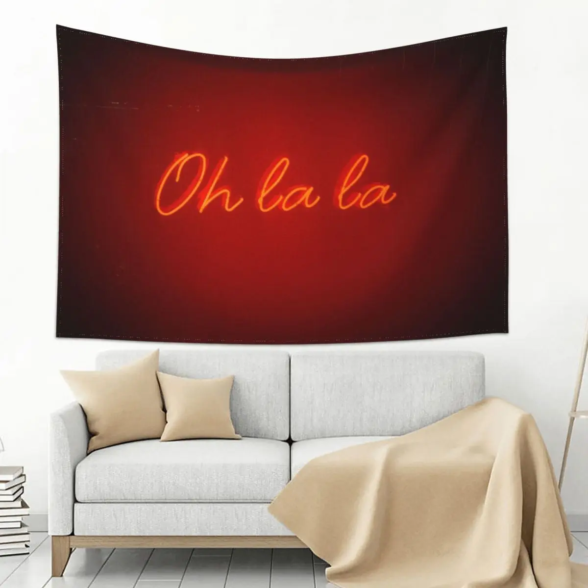 

Red Oh La La Light Tapestry Room Decor Korean Style Christmas Decoration Funny Tapestry