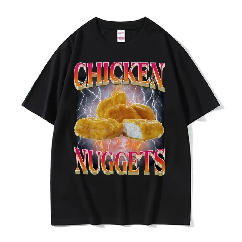 Funny Chicken Nuggets Vintage Style Graphic T-shirt Women Hip Hop Gothic Harajuku Short Sleeve Casual Aesthetic Clothes
