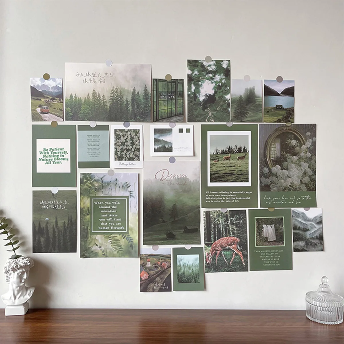 20pcs/set Wall Art Poster with Sticker Ins Creative Art Decorative Aesthetic Wall Collage Kit for Bedroom Living Room Decoration