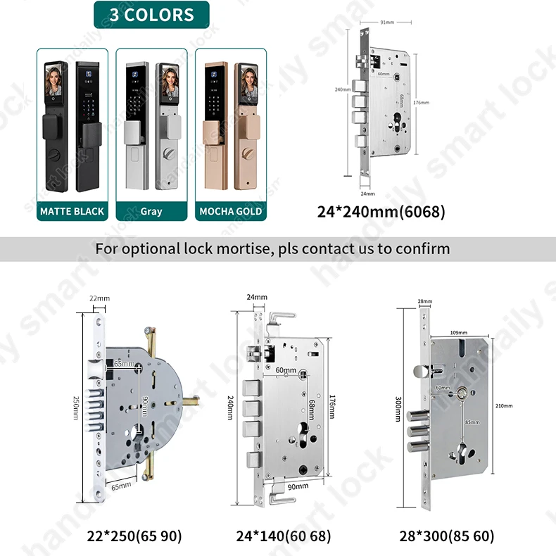Waterproof Tuya APP Electronic Digital Locks 3D Face Recognition Biometric Fingerprint Smart Door Lock With Israel 6085 Mortise