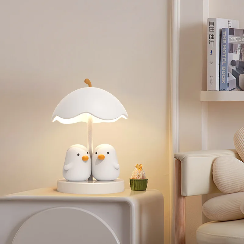 Cream bedroom bedside table lamp,   fashionable simple creative cartoon atmosphere, desk full spectrum eye protection