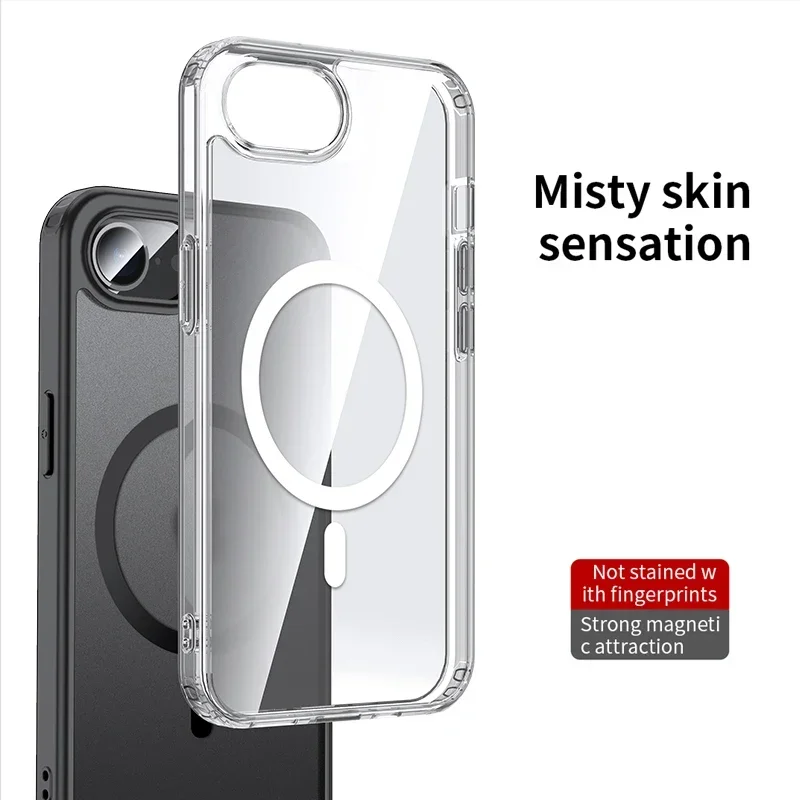 

For IPhone 16E Wireless Charging Magnetic Phone Case Transparent Soft TPU Edge Shockproof Bumper Cover Cases Protection
